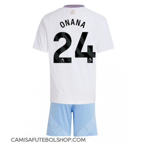 Camisa de time de futebol Aston Villa Amadou Onana #24 Replicas 2º Equipamento Infantil 2024-25 Manga Curta (+ Calças curtas)